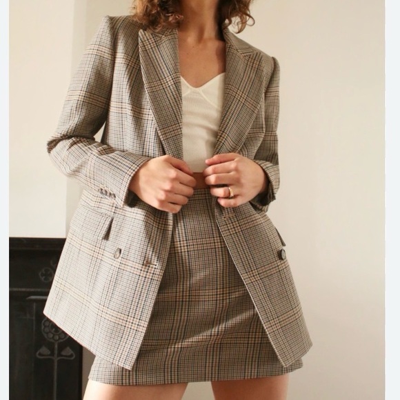 Wilfred Jackets & Blazers - NWOT Wilfred Taupe Plaid Double-Breasted Blazer